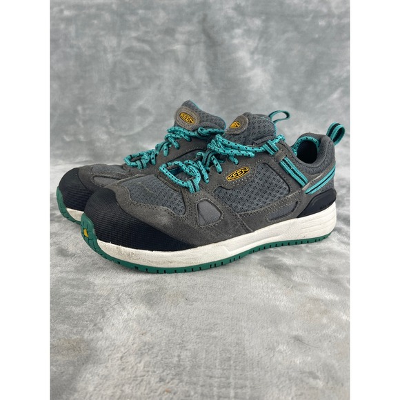 Keen Shoes - Keen Utility Work Shoes Womens 6.5M Grey Teal Excellent Safety Toe ASTM F2413-11